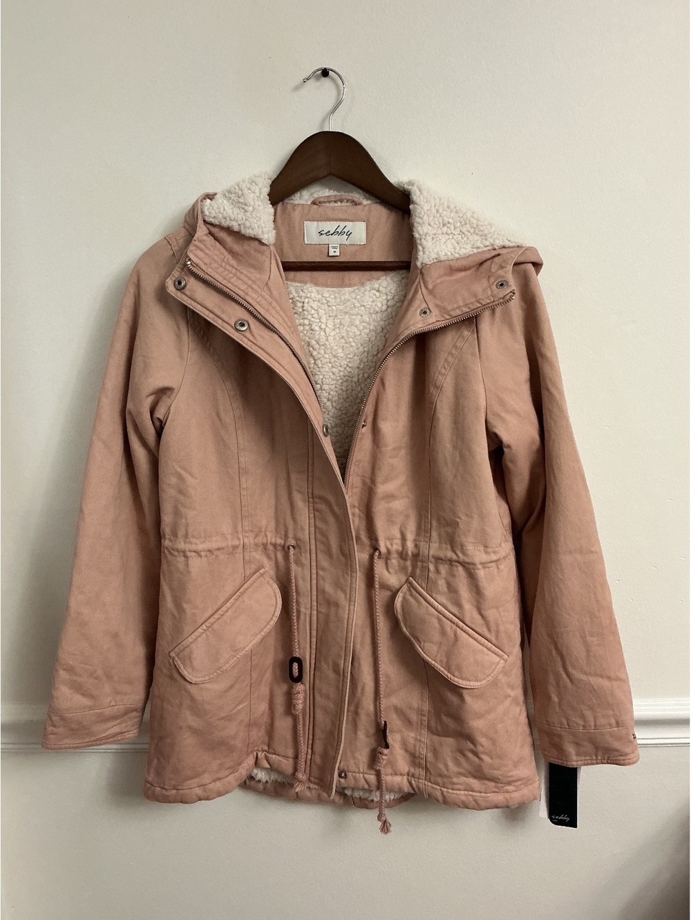 Sebby Women's Pink Hooded Sherpa Lined Jacket, Size M, New with Tags